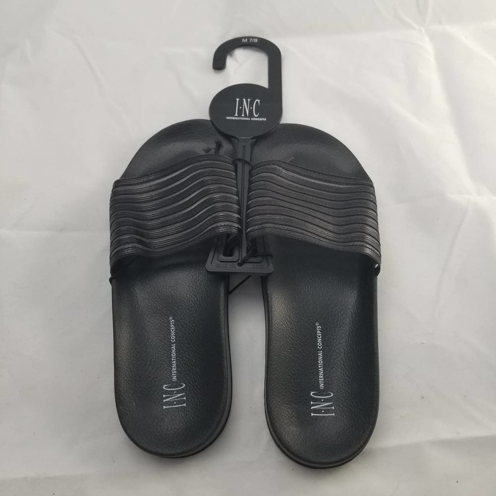 INC Metallic Mesh Stripe Slides 7 8